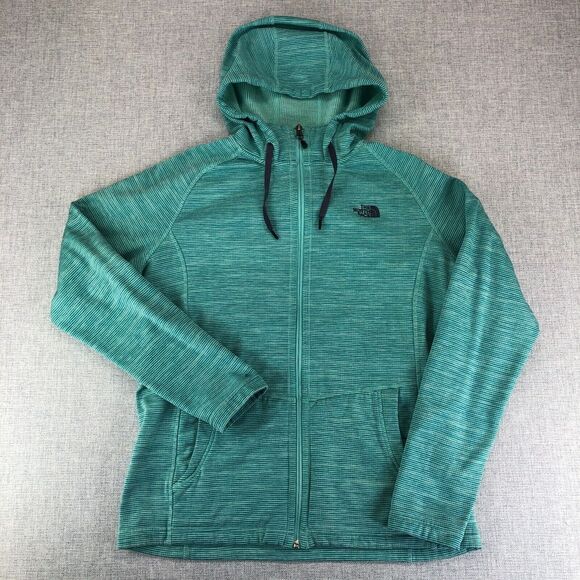 The North Face Mezzaluna Full Zip Hoodie Fleece Jacket Women's Large Mint Green - Picture 2 of 12